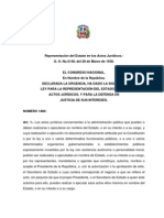 Ley No. 1486 de 1938, Que Regula La Representación y La Defensa Del Estado en Justicia