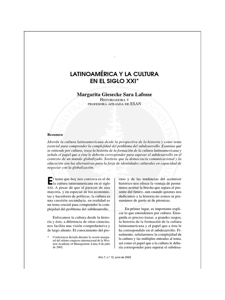 Cultura Latinoamericana en el Siglo XXI | PDF | America latina | Nación