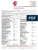 City West Catering Menu Order Form 2010