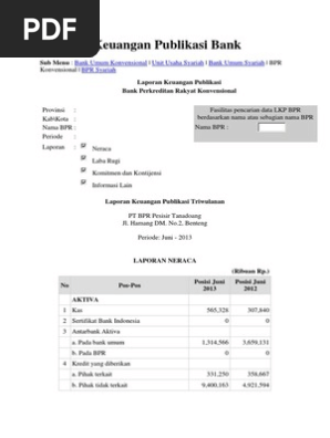 Laporan Keuangan Publikasi Bank Bpr 2013