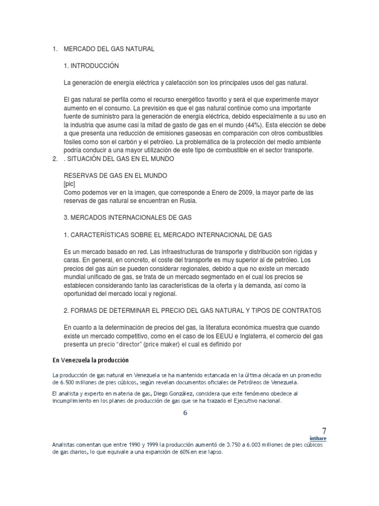 Mercado Del Gas Natural Otro para El Informe | PDF | Gas natural | Petróleo