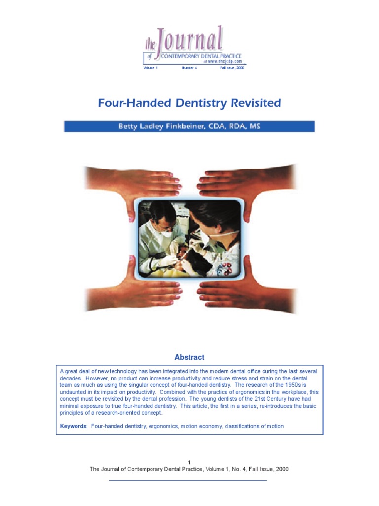 Four Handed Dentistry PDF Dentistry Human Factors And Ergonomics