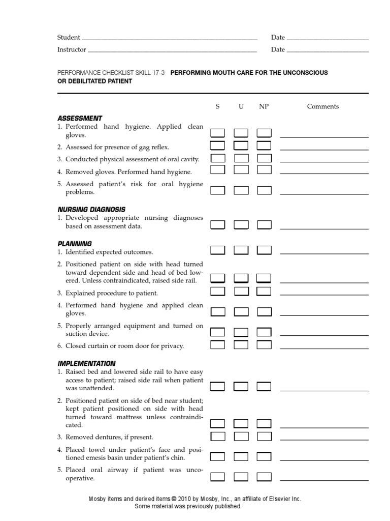 Mouth care for the debilitated patient Patient Hygiene
