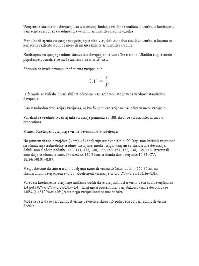 Koeficijent Varijacije | PDF