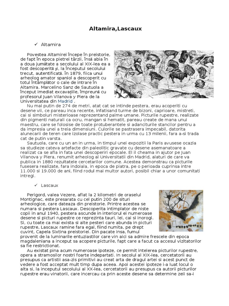 Pesterile Altamira Si Lascaux | PDF