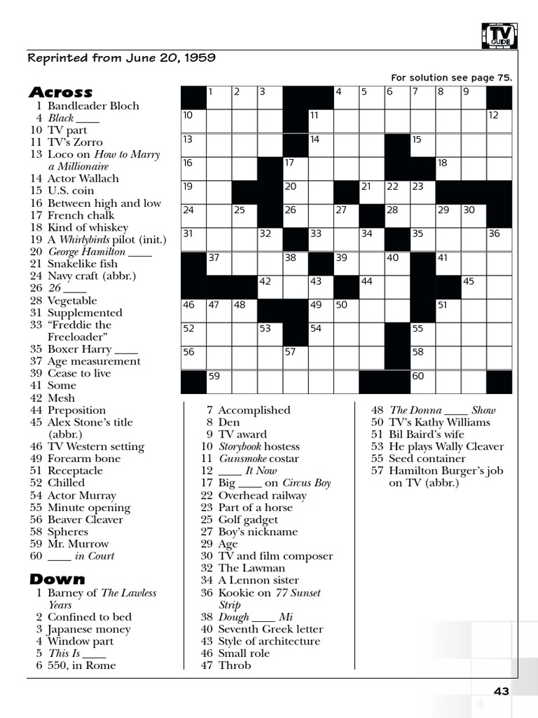 TV Guide Classic Crossword Puzzles | PDF
