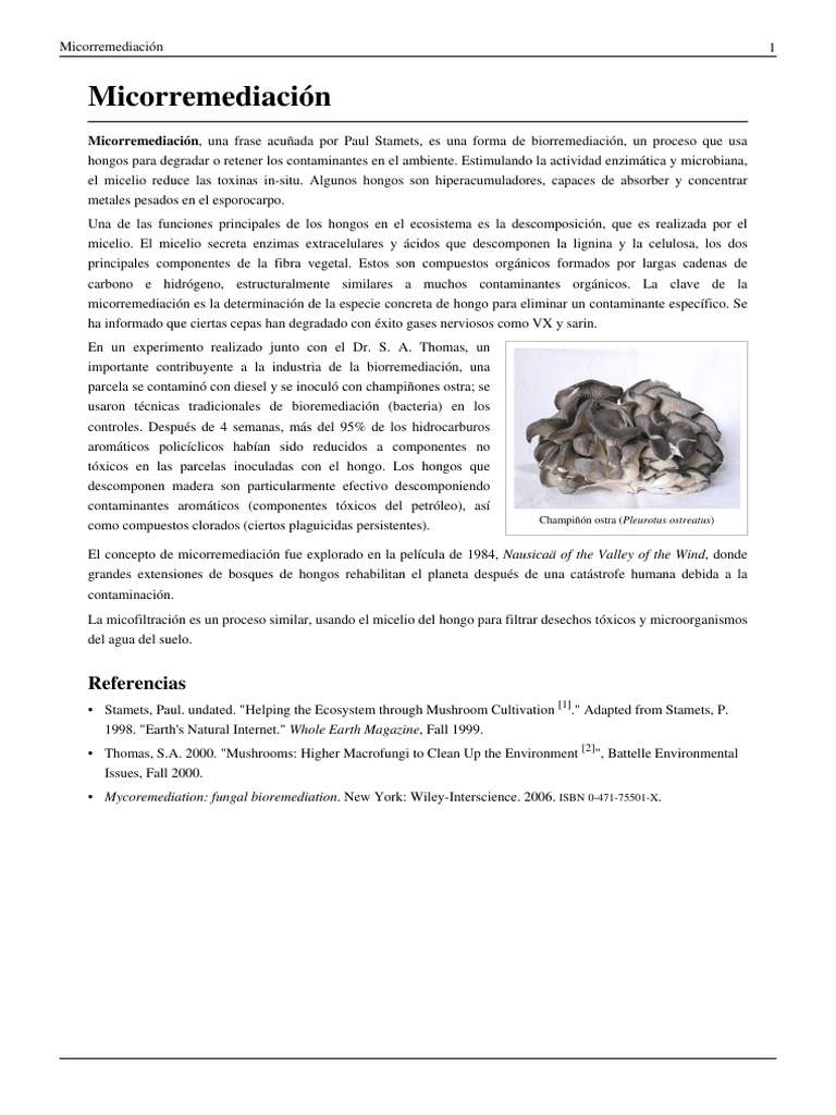 Micorremediacion PDF Biogeoquímica Ciencia medioambiental