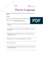 Using Precise Language Worksheet