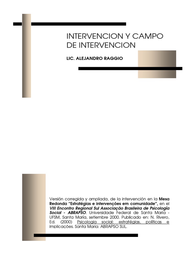 Intervencion y Campo de Intervencion - Alejandro Raggio | PDF ...