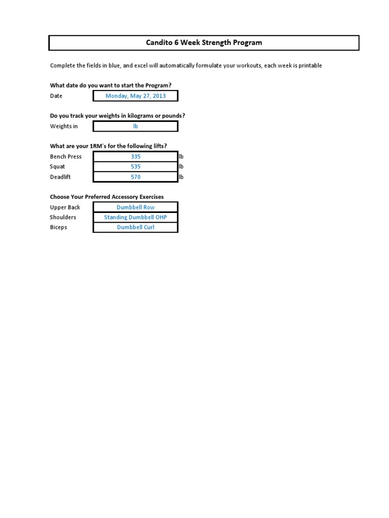 Candito 6 Week Strength Program Guide | PDF | Physical Exercise ...