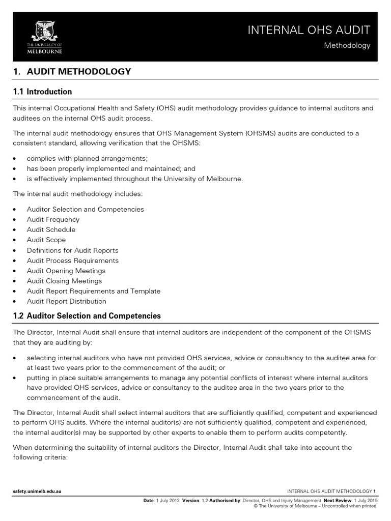 Internal_OHS_Audit_Methodology.pdf | Occupational Safety ...