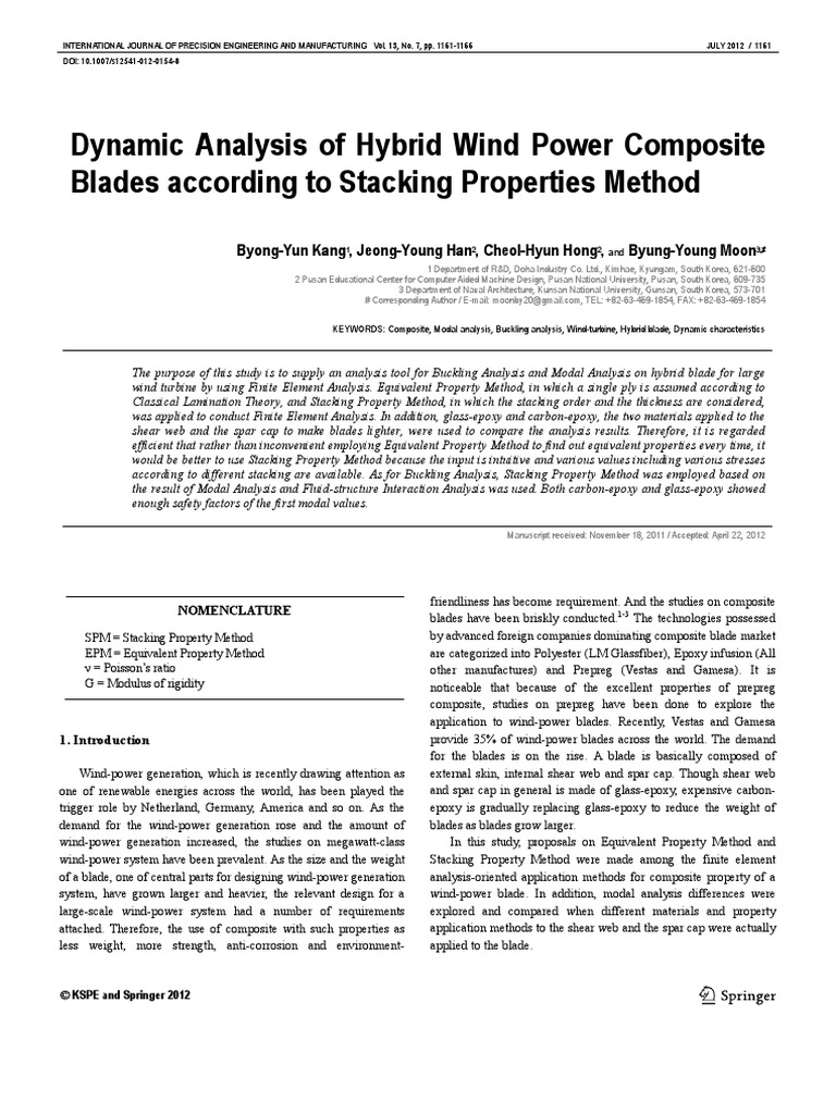 Dynamic Analysis of Hybrid Wind Power Composite Blades According To ...