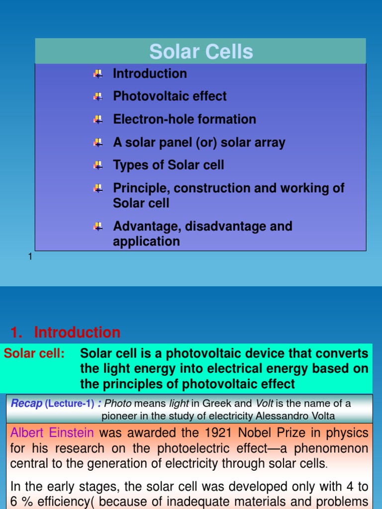 Solar Cell - PPT | PDF | Solar Cell | Semiconductors