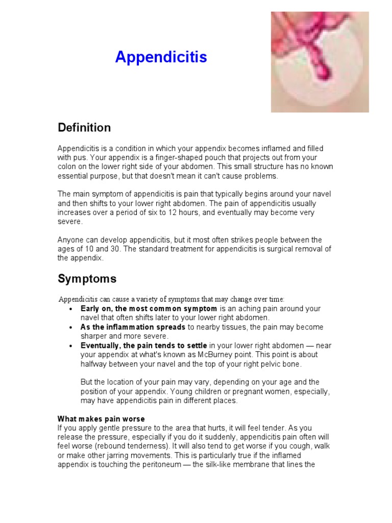 Understanding Appendicitis Symptoms | PDF | Gastroenterology | Health ...