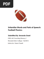 Unfamiliar Words and Parts of Speech: Football Phonics: Submitted By: Amanda Grant