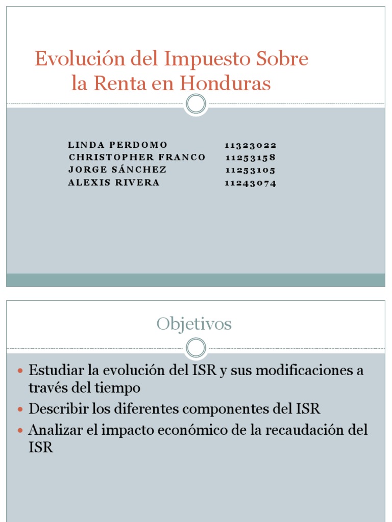 Evolución del Impuesto Sobre la Renta en Honduras