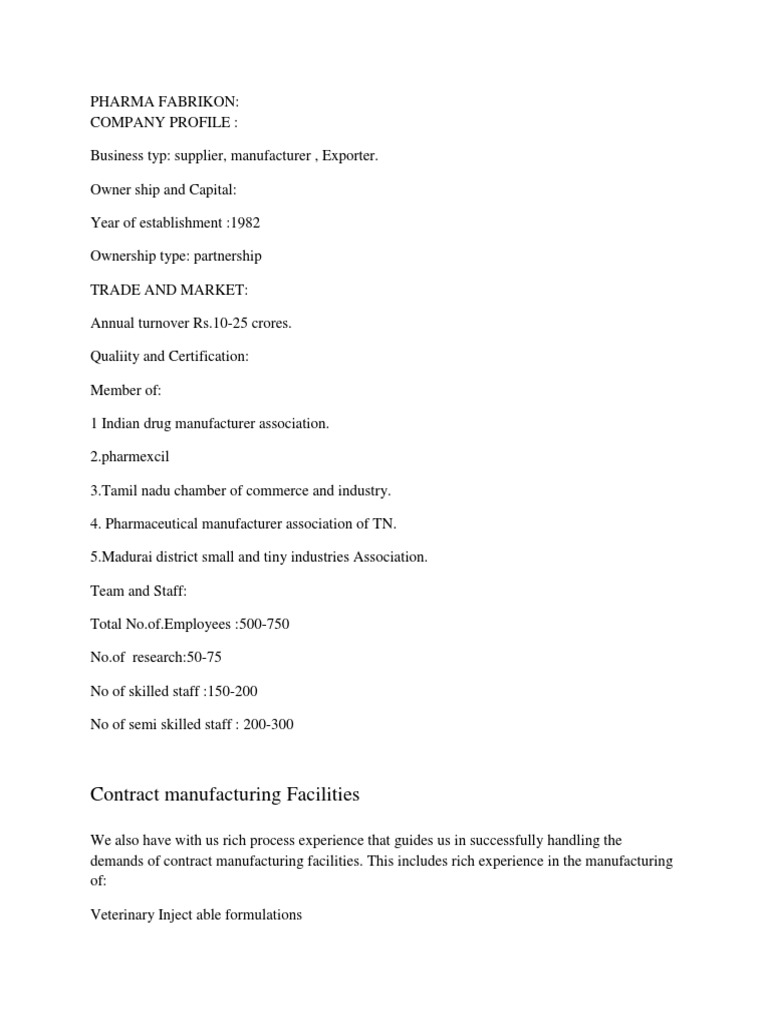 PHARMA FABRIKON Company Profile PDF Tablet (Pharmacy