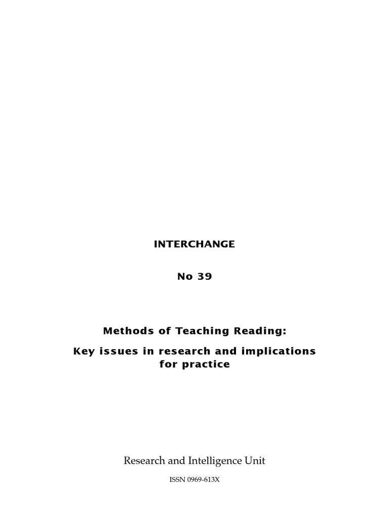 Interchange: Research and Intelligence Unit | PDF | Reading (Process ...