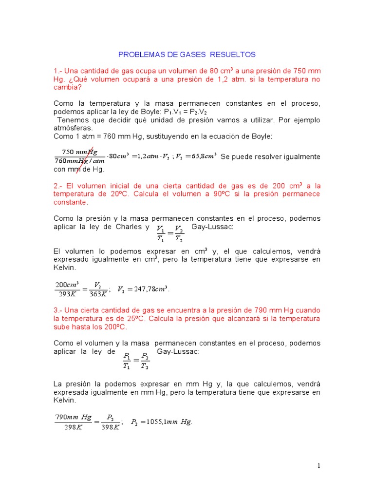 Ejercicios Resueltos de Gases Ideales | PDF | Gases | Mole (Unidad)