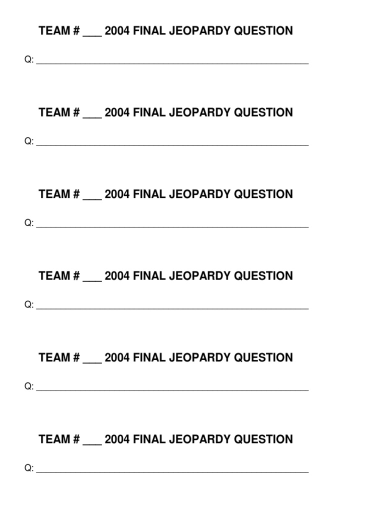 Final Jeopardy Question Sheet PDF