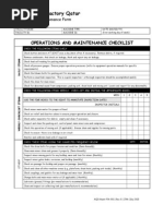 Aquaseal Factory Qatar: Operations and Maintenance Checklist