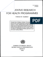 Qualitative Research For Health Programmes