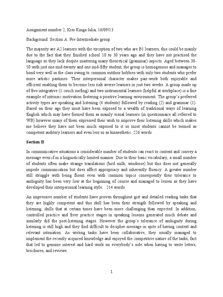 Celta assignment 1 language related task image