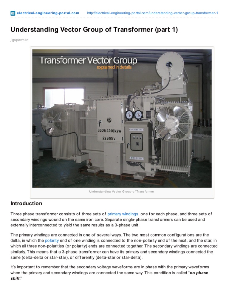 Understanding Vector Group of Transformer Part 1 PDF | PDF ...