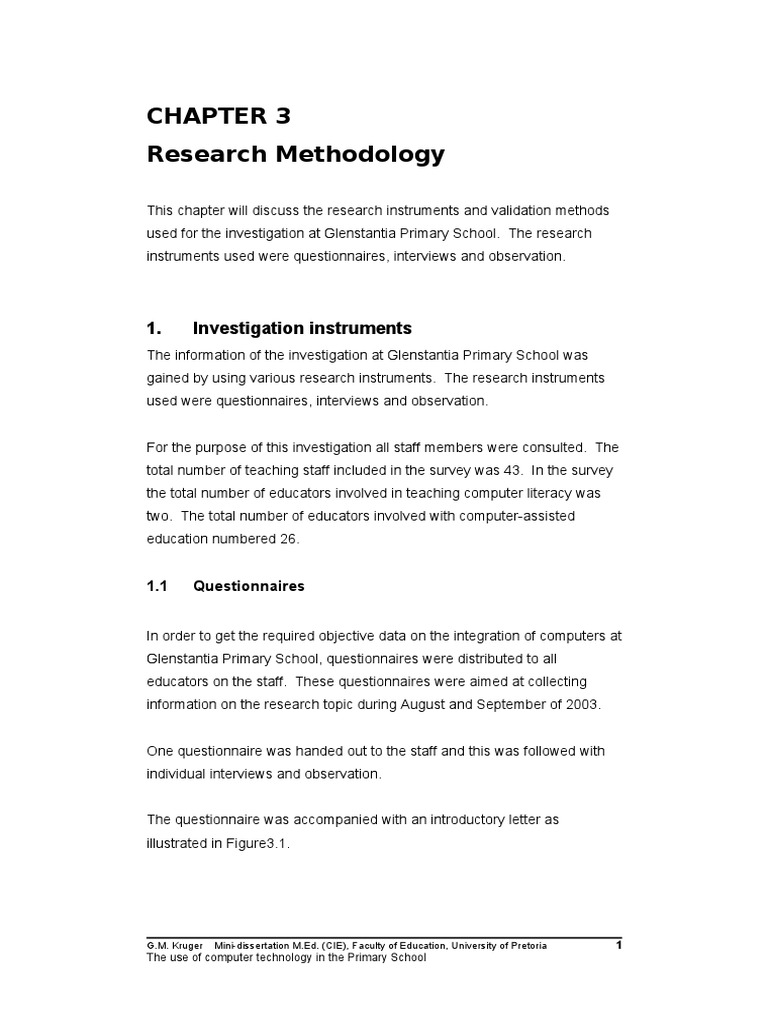 dissertation methodology questionnaire example