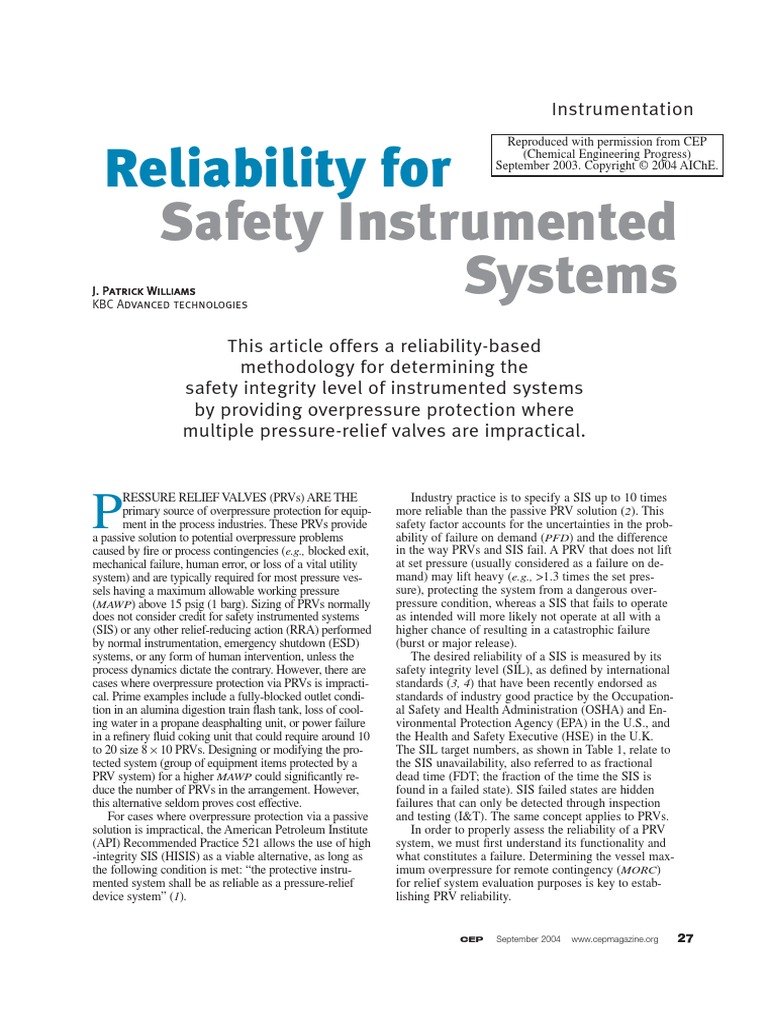 CEP - Reliability For Safety Instrument | PDF | Reliability Engineering ...