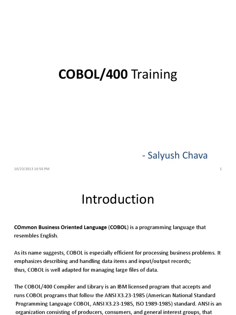 COBOL/400 Programming Training Guide | PDF | Reserved Word | String ...