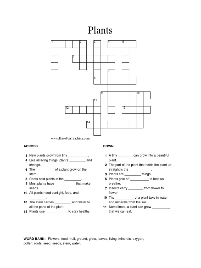 Plants Crossword Puzzle PDF