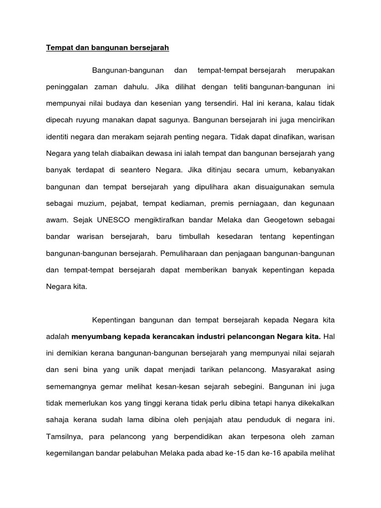 Contoh Laporan Tempat Bersejarah
