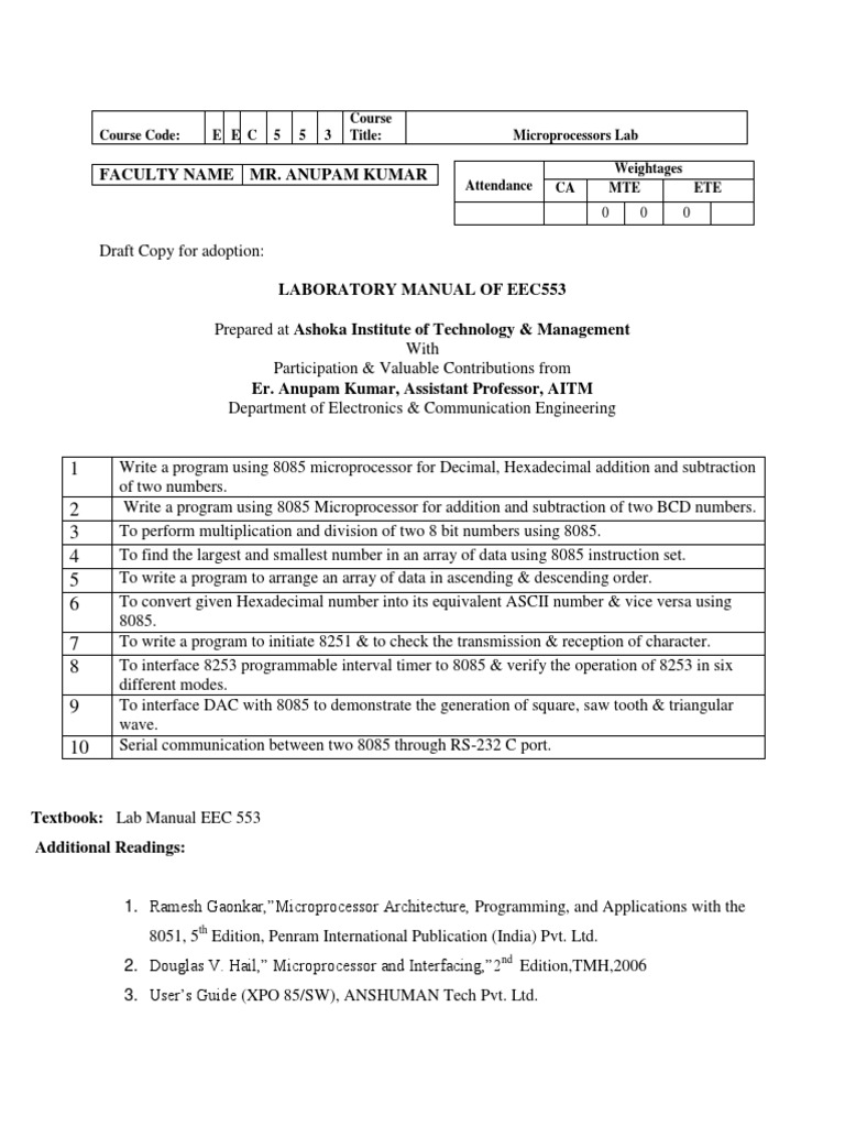 Eec 553,3RD Year Ece Lab Manual PDF | PDF | Areas Of Computer Science ...