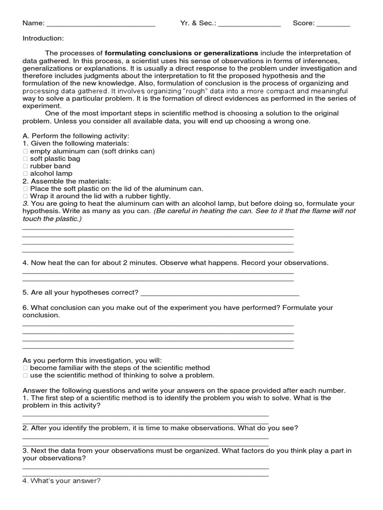 Activity 2 | PDF | Scientific Method | Observation
