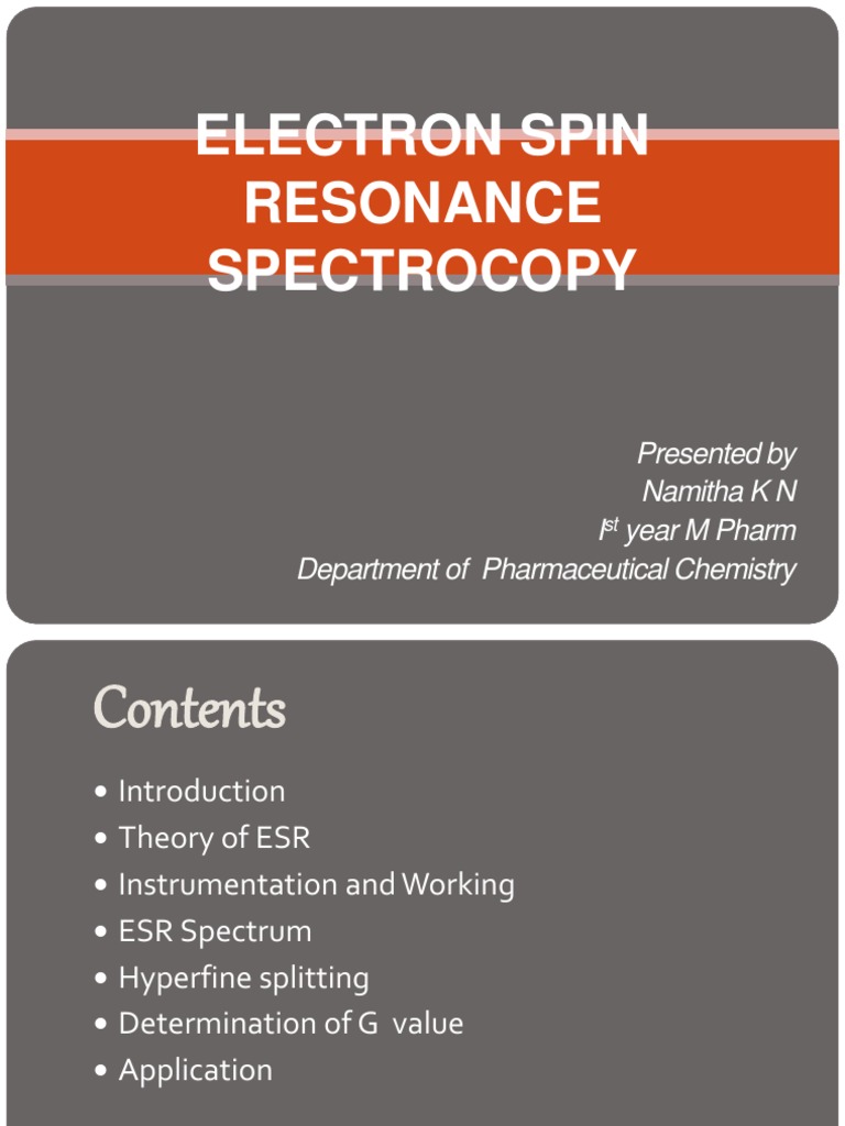 Electron Spin Resonance Spectro | PDF | Electron Paramagnetic Resonance ...