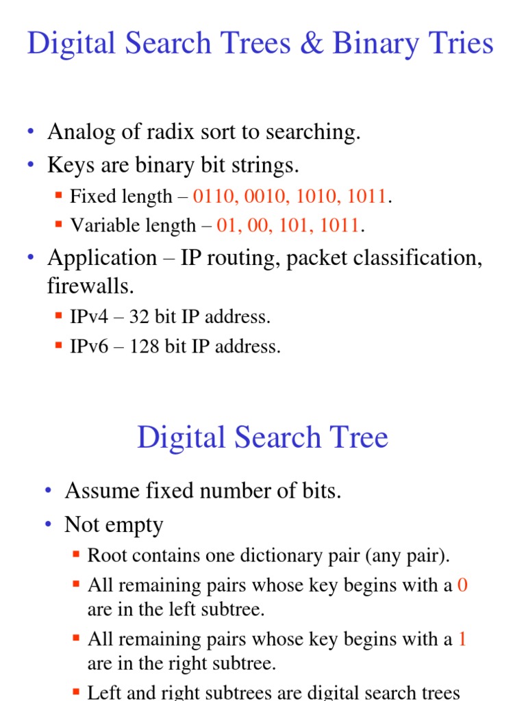 Digital Search Trees & Binary Tries | PDF | Algorithms And Data ...