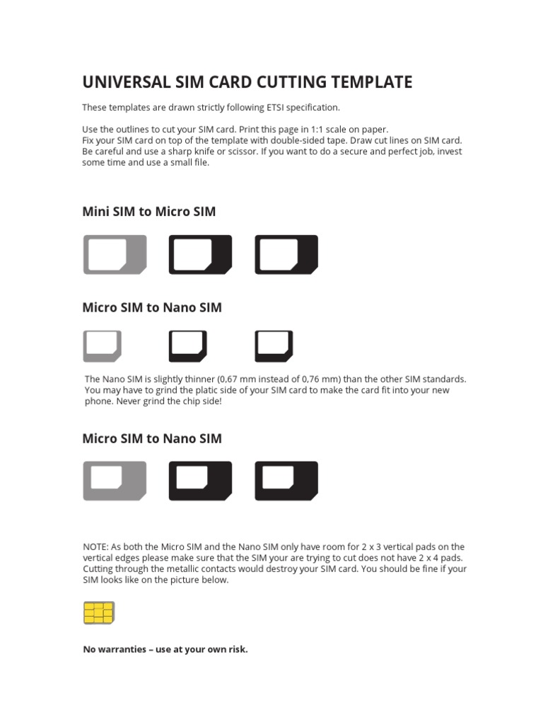 Nano SIM Card Cutting Template PDF  PDF Throughout Sim Card Template Pdf