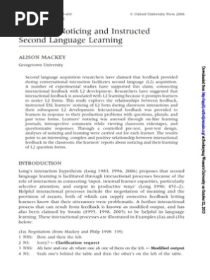 Applied Linguistics 06 Mackey 405 30 Pdf Second Language Second Language Acquisition