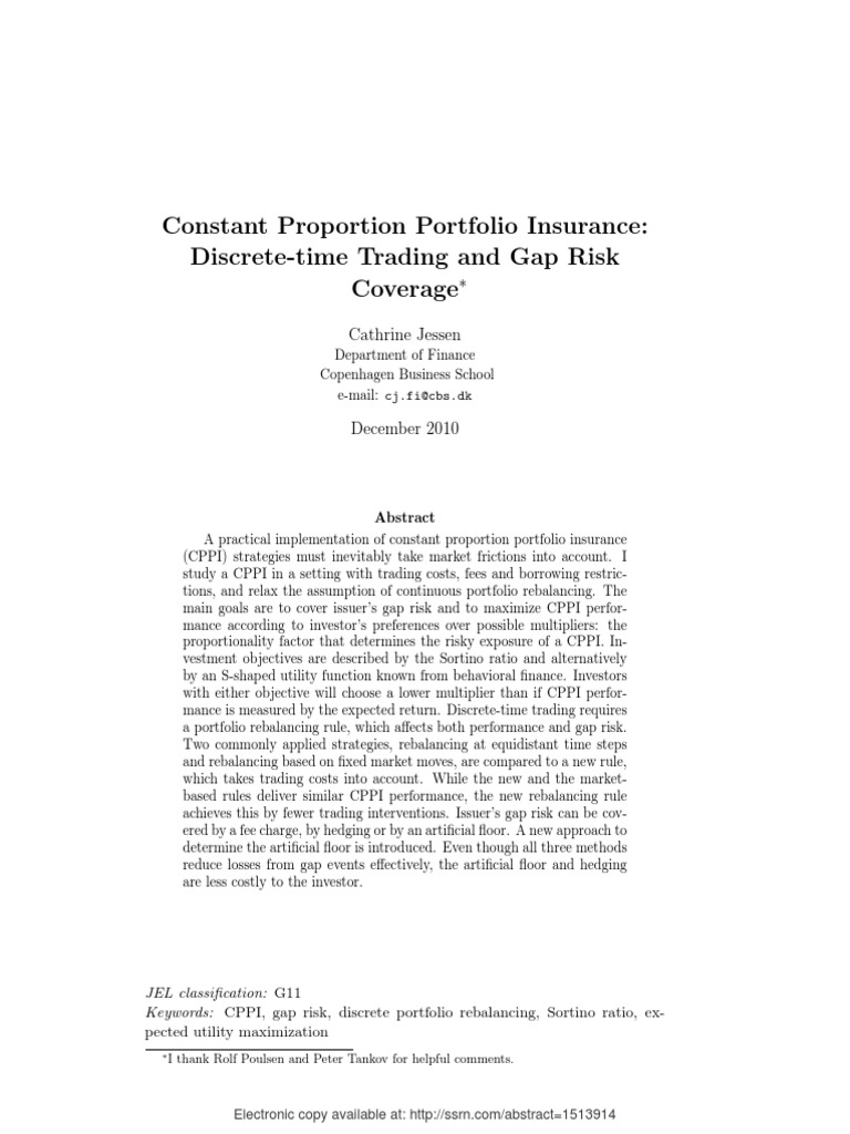 Constant Proportion Portfolio Insurance DiscreteTime Trading and Gap