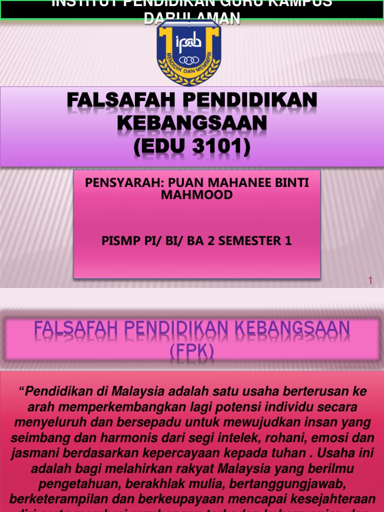Falsafah Pendidikan Kebangsaan Pdf