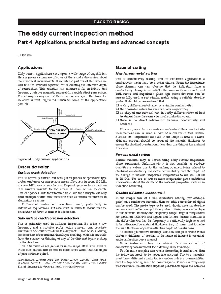 The Eddy Current Inspection Method Pt4 | PDF | Electrical Resistivity ...