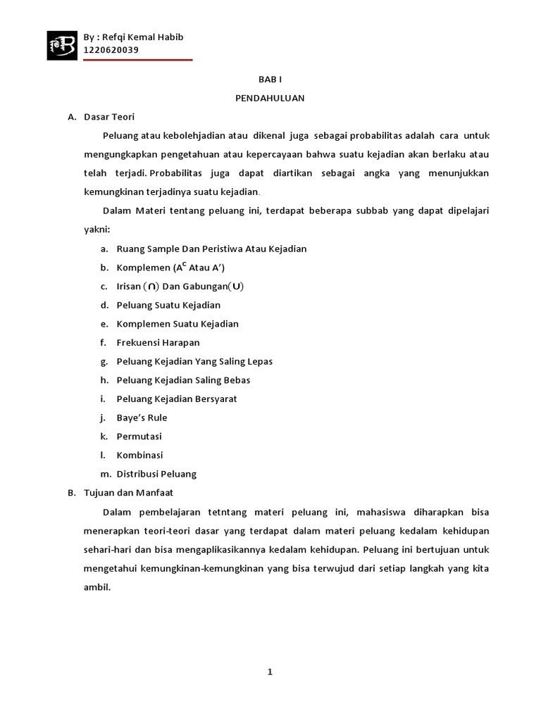 Makalah Tentang Peluang