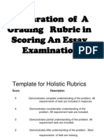 Rubric Scoring for the Essay Type of Test