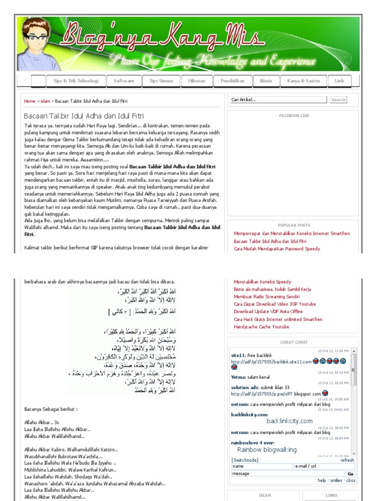 Bacaan Takbir Idul Adha Dan Idul Fitri Kang Mis Pdf