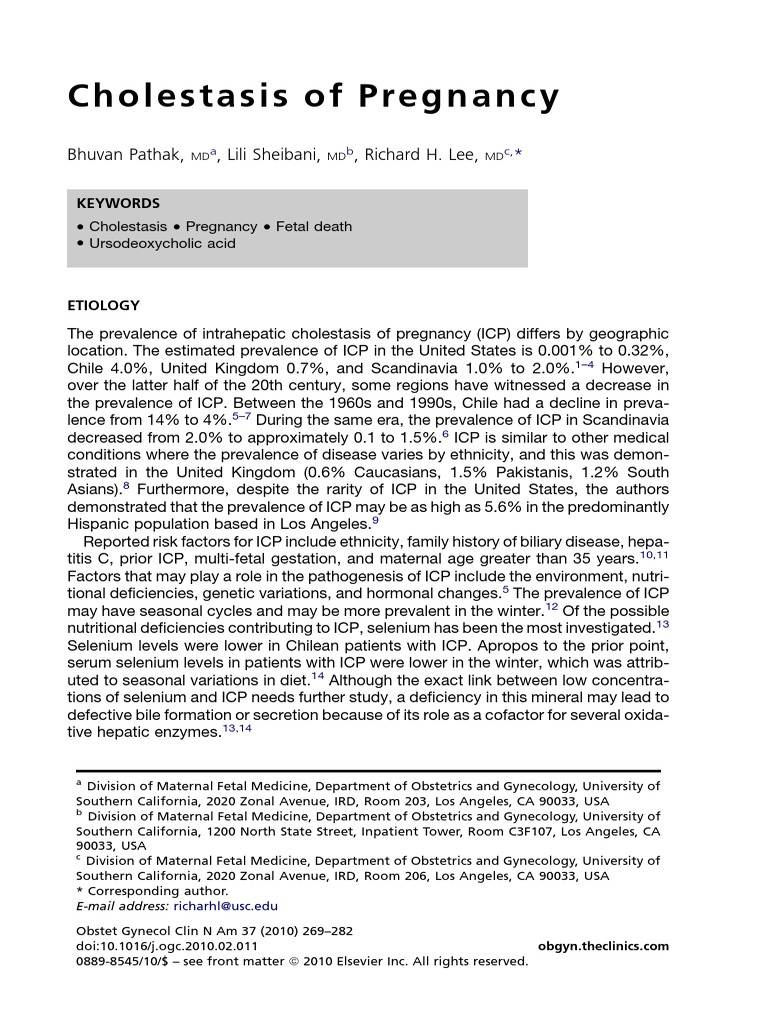 Cholestasis of Pregnancy Preterm Birth Fetus Free 30day Trial