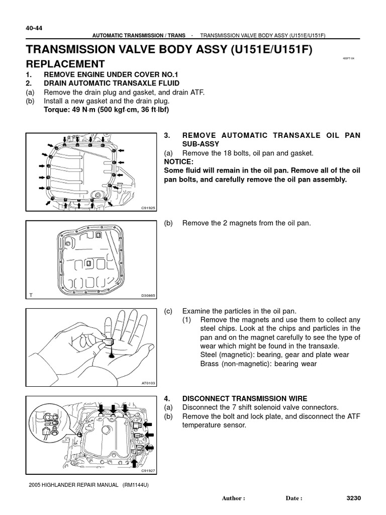 Valve Body Pdf Automatic Transmission Valve