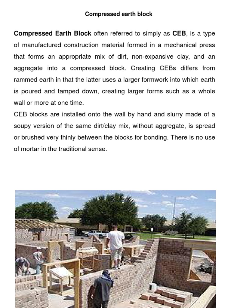Compressed Earth Block | PDF | Soil | Brick