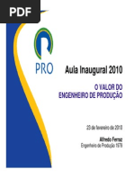 O Valor Do Engenheiro de Producao