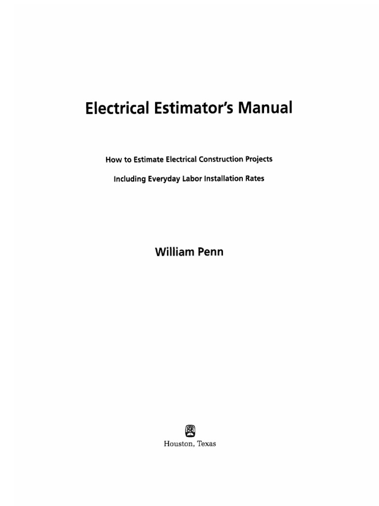 Electrical Estimator S Manual Electrical Wiring General Contractor